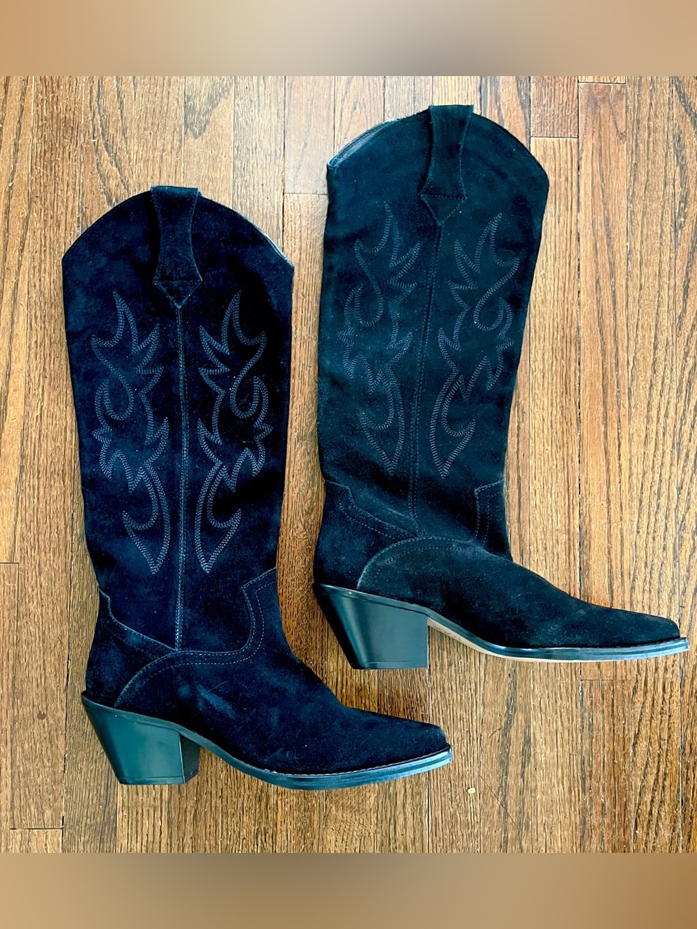 Cowboy Boots in Black Suede 🤠 Western Knee-High Boots, Brand New